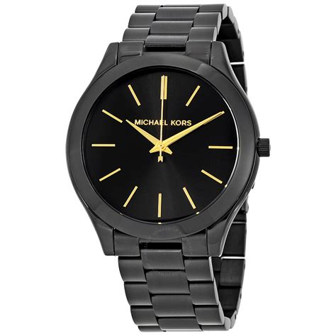 michael kors slim runway leather watch|Michael Kors men's watches black.